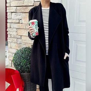 Women's Classy Black Open Front Knit Cardigan